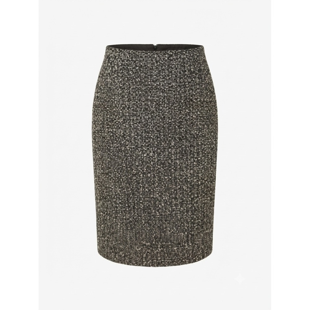 Ann Taylor LOFT Minimalist Womens Wool Blend Tweed Pencil Skirt Black Cream 8